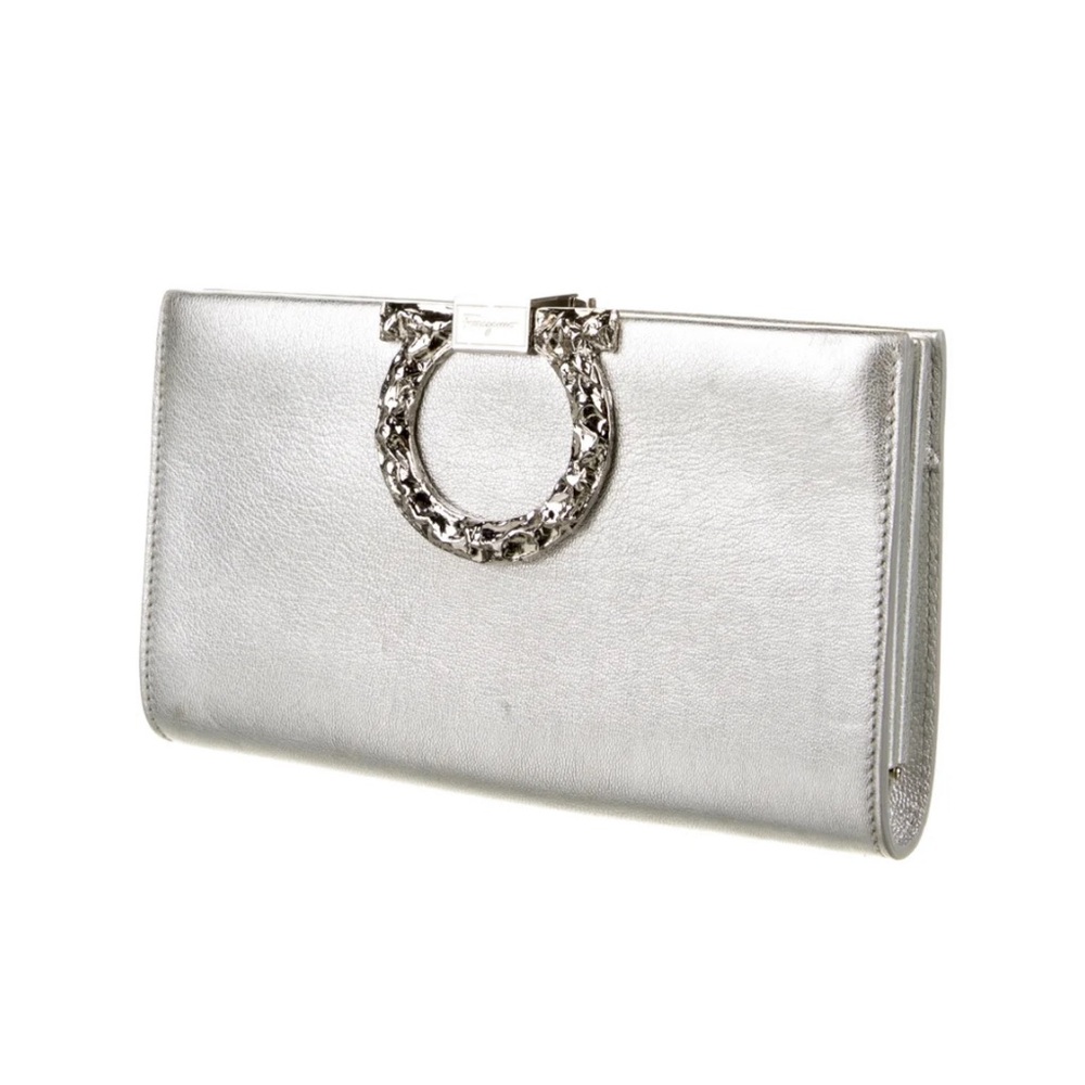 Salvatore Ferragamo Silver Clutch